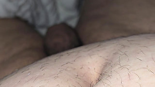 Step mom hand hold tight step son big dick in erection for her husband
