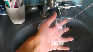 Messy Soap Slime on My Hands