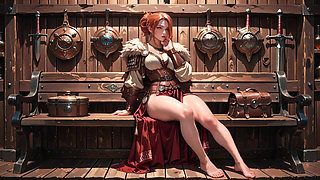 Redhead Warrior in Snow! Forbidden Leather Armor Seduction in Medieval Village. Cold Queen Unzips Her Gear & Goes Wild!
