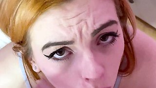 Amateur hands free close up blowjob