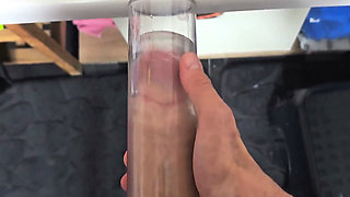 Full View Stroking My Hard Cock in a Clear Fleshlight Stroker!