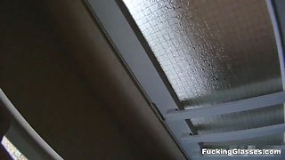 Hardcore glasses - spontaneous top-floor fucking