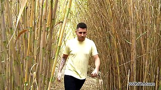 Enormous facial in fields to busty lump of chick