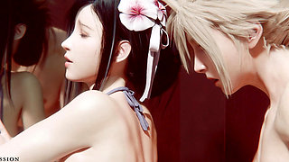 Final Fantasy 7 FF7 - Tifa + Aerith All Work 2025 WM Full Color Grading (Sound) By Aries' Possession Animation 3D Hentai