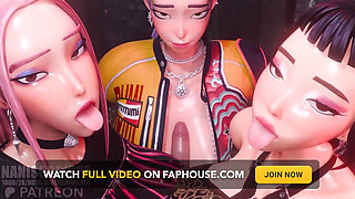 Rumi Mira Zoey Huntrix Triple Titjob 3D