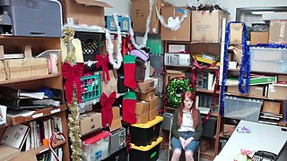 Amateur redhead caught in office storage room