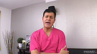 Nympho Nurse Heidi Van Horny Makes a Big Cock Cum Twice in POV