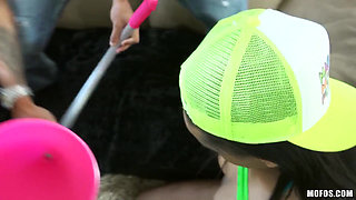 Mofos - Petite Valentina Vega & Natalia Start Indoors Foursome Sex Party with Blowjob POV