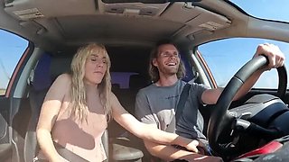 Sexy Blonde Swallows Cum After Road Head