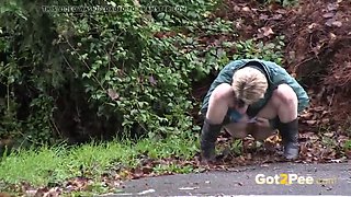 Public Pissing For Desperate Blonde