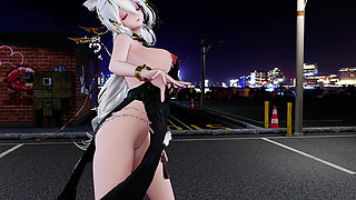 Haku Еxcuse Me Black Lace Cheongsam Double Ponytail Big with Big Breasts