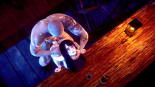 Hot Babe Bent Over the Bar Counter Getting Her Pussy Destroyed - Hardcore Rough Bar Fuck