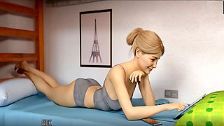 Animated adventures with Misskitty2k and her playful love button in 3D