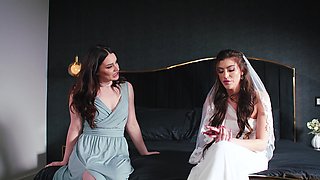 Brunette Bride Gal Ritchie & Maddie Wren indulge in a steamy 69 on the wedding night