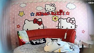 Amateur teen in colorful panties get dildoed and fucked hard