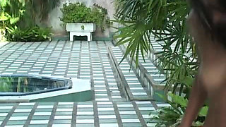 Asian girl playing through night and day