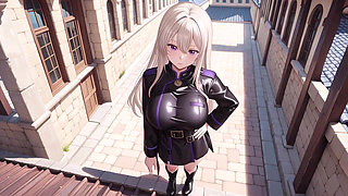 Blonde Valkyrie's Undressing Moment, That Great-slit Black Uniform Is Insane!