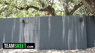 Ginger patch. horny red haired young trespass into neighbors pool gets screwed hard in return