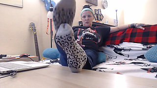 Socks wrinkled soles long toenails