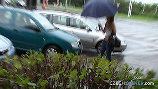 Czech Jacker 9: Tits in Rain - Wet, Tight, and Fully Exposed