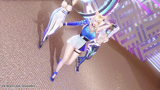 Mmd Kpop Demon Hunters - Huntrx - Golden Ahri Akali Kaisa Sexy Striptease League of Legends Hentai Uncensored 4K 60fps