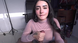 Delicious hottie catches her stepdad watching porn and anal rides his dong