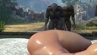 Gol Anime Pregnant Slave Gangbanged by Goblins in Bed