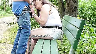Park Bench Public Fuck! My Pimp Husband Fucks My Fat Loose Sloppy Cunt