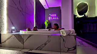 Behind the Scenes in the Motel Jacuzzi. Masturbation and Sex