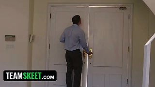 Horny boss ambles in on his bored nanny rubbing her vagina