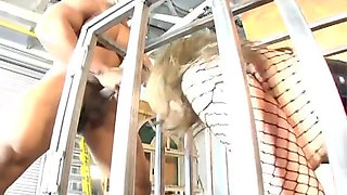 Sexy Big Tits BDSM in Chained Cage Fucks Three Big Cocks. Extreme Deep Throat.anal Sex