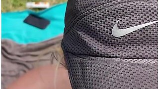 Hot public blowjob turns into messy cum swallowing on the beach