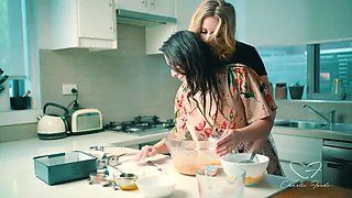 Lesbian Baking Sex: Charlie Forde & Chasey Devil Big Natural Tits Cake Orgy HD