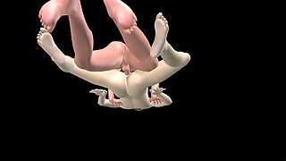 Animated 3D Porn - Asian Man Fucking Beautiful Girl in Missionary Pussy & Ass Creampie