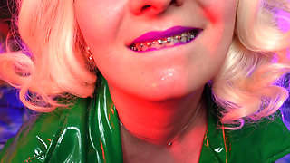 Rough femdom JOI video, dirty talk from blonde MILF in stockings