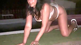 Poolside Shiny Bikini Tease - Bouncy Boobs and Booty on the Edge