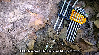 Dumb Brunette Broke Her Bike in the Woods & Pay with Her Pussy for the Repair! Doggystyle Fuck