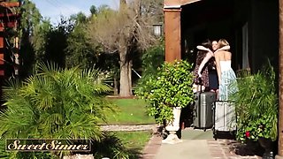 Sweet sinner - boiling hot brunette rails the fresh neighbor's boner outside in the garden