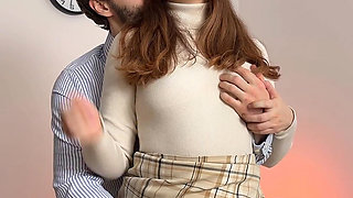 Sensual Office Foreplay Between Boss and Hot Secretary in Black Tights