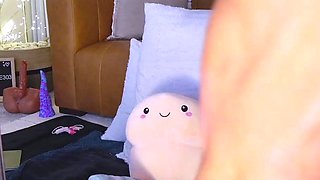 Enjoying a big twist fuck machine