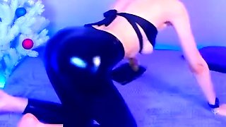 Amateur redhead Jacqueline with glasses masturbates