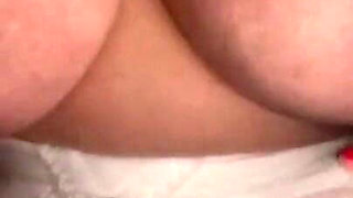 Vgq1 Aunty Sandra in White Girdle, Rht Stockings and Sheer Dress