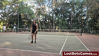 Rafaela and Igor Are Taking Their Strip Tennis Match Outside