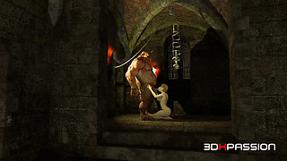 Dungeon Domination: Orc Breaks Elven Girl with Rough Assfuck & Cum