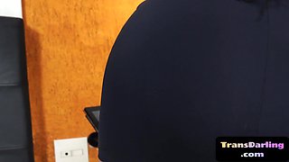 Bigass spic ts jerking off off in lingerie after teasing