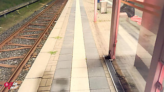 Horny Slut Fucked in the Middle of the Train Station!!