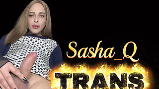 Petite Trans Girl Sasha_q Brings Herself to Orgasm