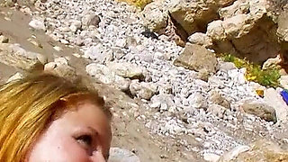 Blonde curvy Milf Rose fucked in the ass by strangers on vacation