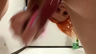 Dildo in Asshole in Shower