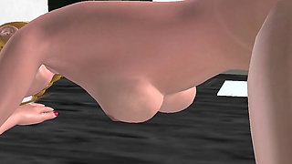 Conference Table Solo: 3D Cartoon Girl in Doggy Rubs Pussy for Multiple Orgasms